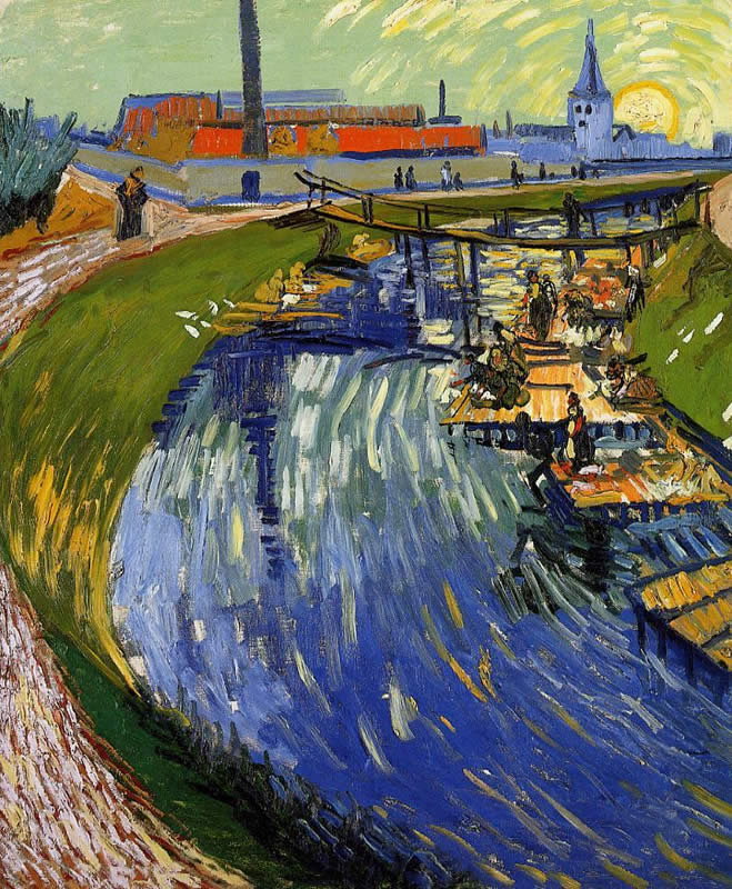 Vincent van Gogh Women Washing on a Canal